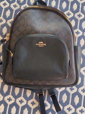 Coach Brown Signature & Black Leather Mini Backpack
